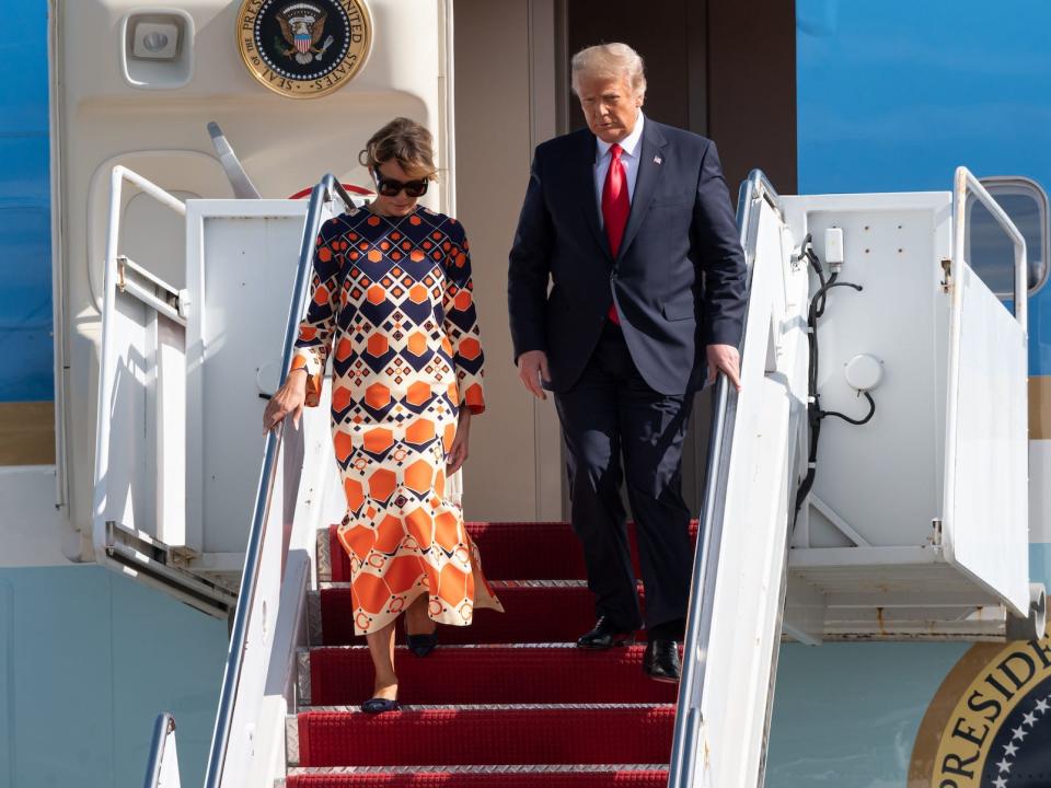 melania trump arriving in florida