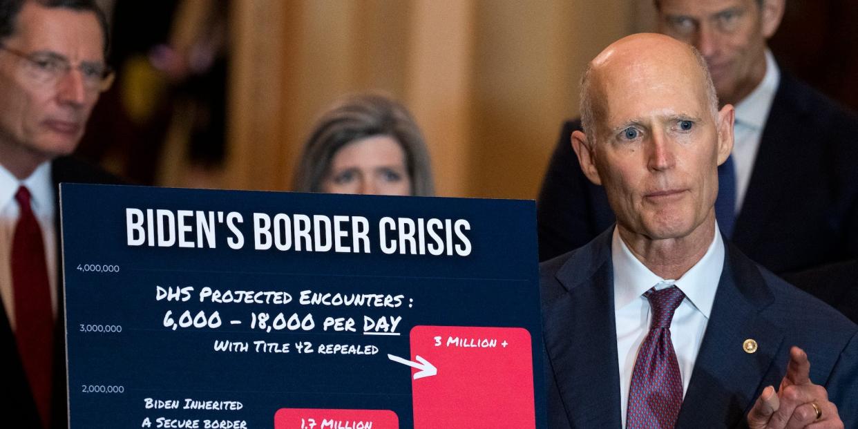 Republican Sen. Rick Scott of Florida at a press conference on Capitol Hill on April 5, 2022.