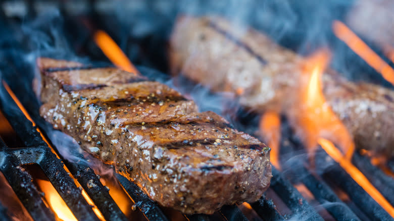 steaks grilling