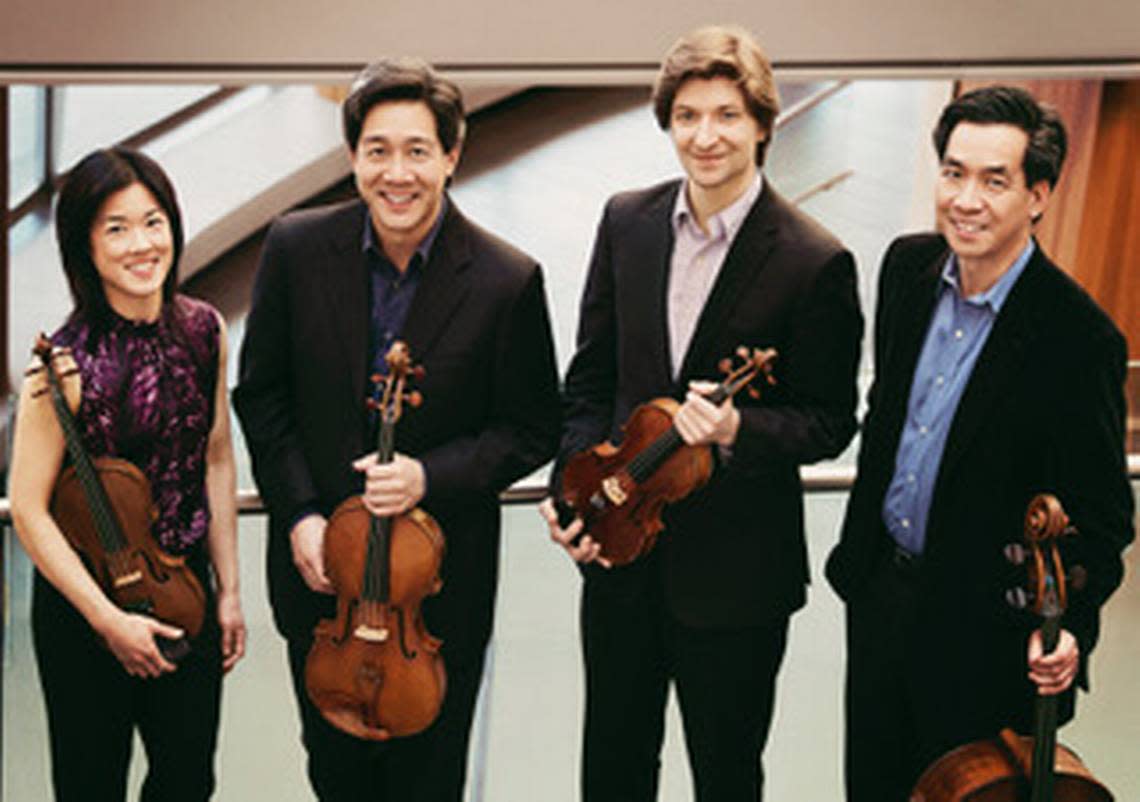 The Ying Quartet, from left Janet Ying (violin), Phillip Ying (viola) new first violinist Robin Scott, and David Ying (cello), will perform Sunday at University of Kentucky’s Singletary Center.