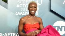 The 'Harriet' nominee is pretty in pink on the red carpet at the 26th Annual SAG Awards.