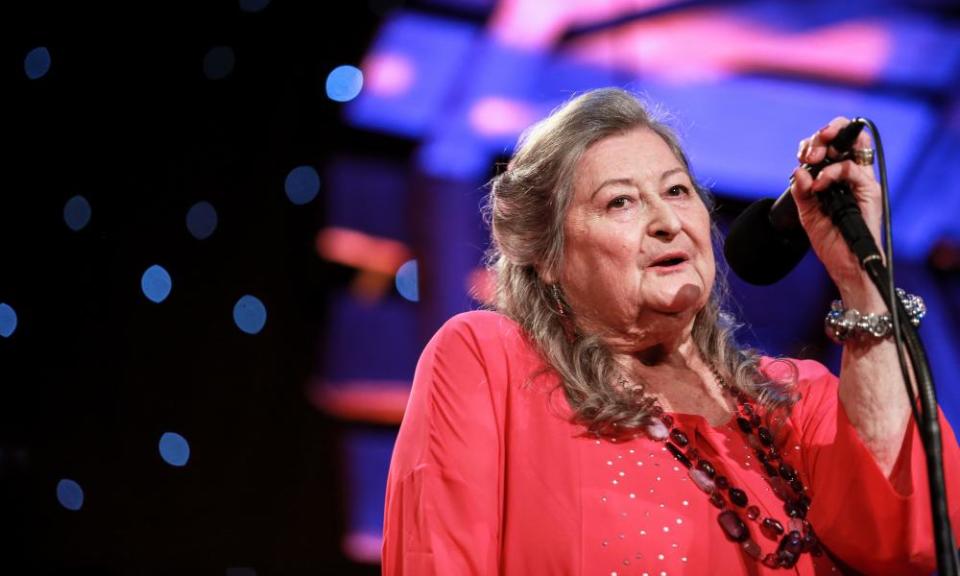 Norma Waterson at the BBC Folk awards on 27 April 2016, where she received the lifetime achievement award.