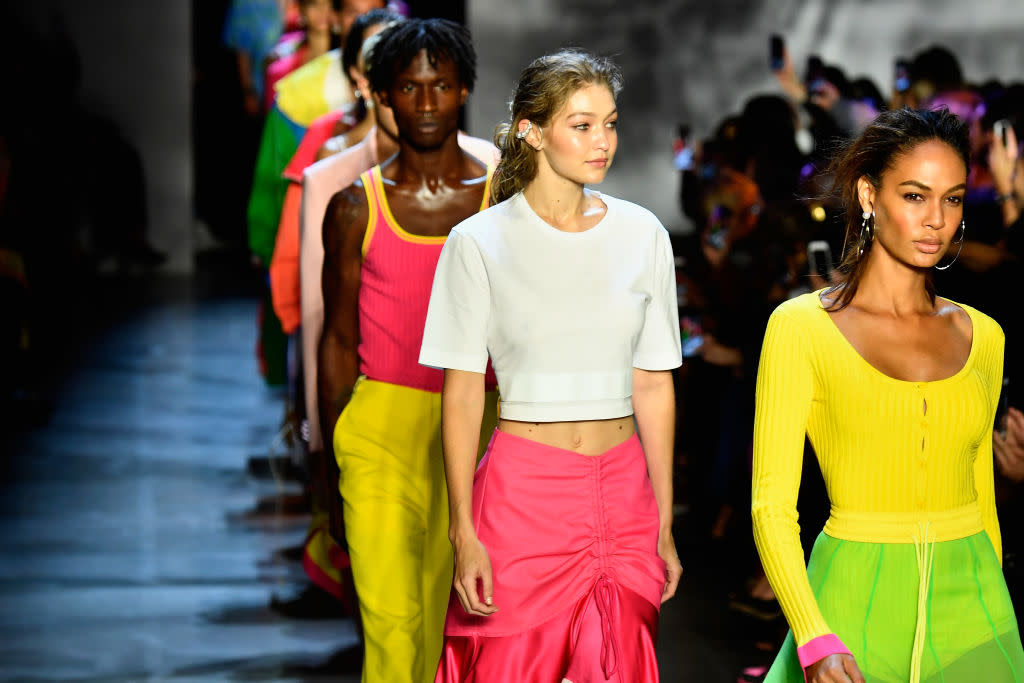 Joan Smalls, Gigi Hadid, and more models walk the runway at the Prabal Gurung show during New York Fashion Week: The Shows at Gallery I at Spring Studios on Sept. 9, 2018, in New York City. (Photo: Getty Images)