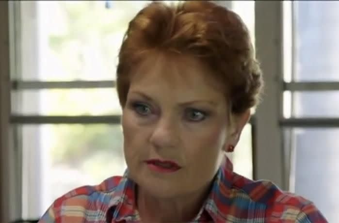 Hanson attacked the media during the documentary. Image: SBS.