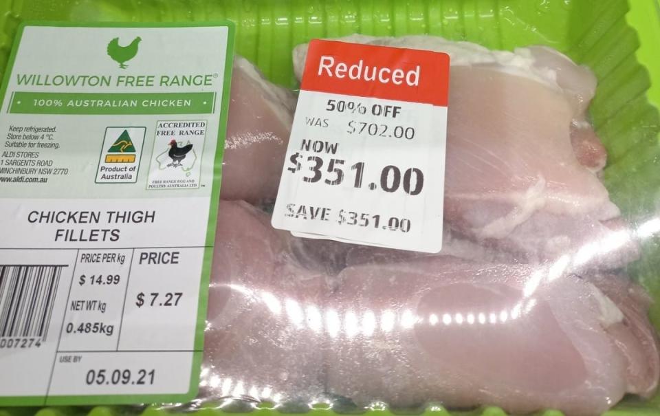 Aldi chicken with a $351 price tag. Source: Facebook