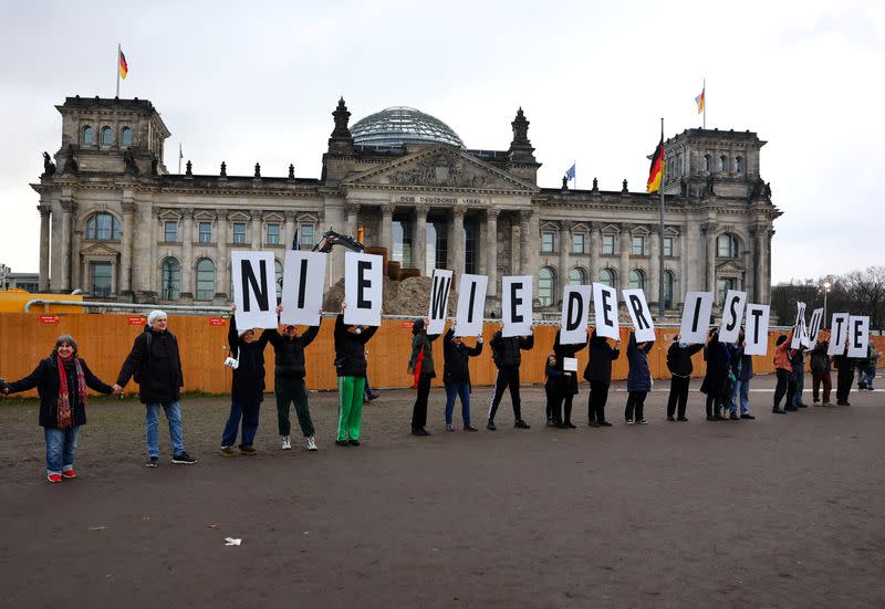 People protest against right-wing extremism and for the protection of democracy, in Berlin