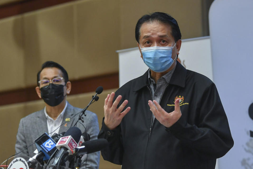 Health director-general Tan Sri Dr Noor Hisham Abdullah during a press conference on the country’s Covid-19 situation at the Ministry of Health May 8, 2021. — Bernama pic