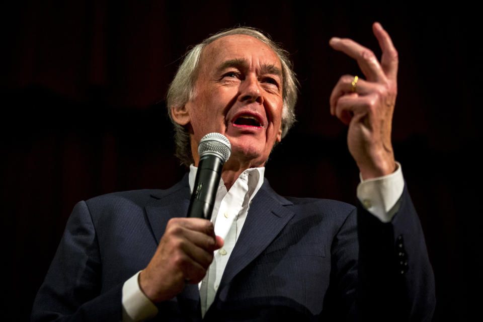Sen. Ed Markey (D-Mass.) is facing his most formidable primary opponent, Rep. Joe Kennedy III (D-Mass.). (Photo: Boston Globe via Getty Images)