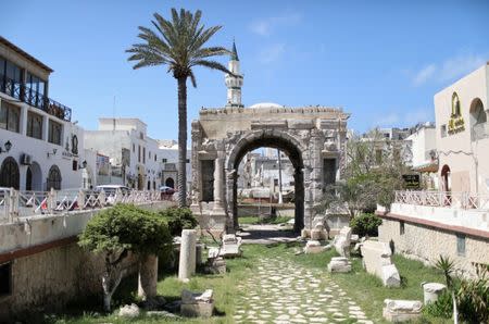 A general view of Arch of Marcus Aurelius at the old city of Tripoli, Libya April 13, 2019. Picture taken April 13, 2019. REUTERS/Ahmed Jadallah