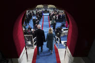 President-elect Joe Biden’s and Dr. Jill Biden arrive his inauguration at the U.S. Capitol in Washington, Wednesday, Jan. 20, 2021. (Chang W. Lee/The New York Times via AP, Pool)