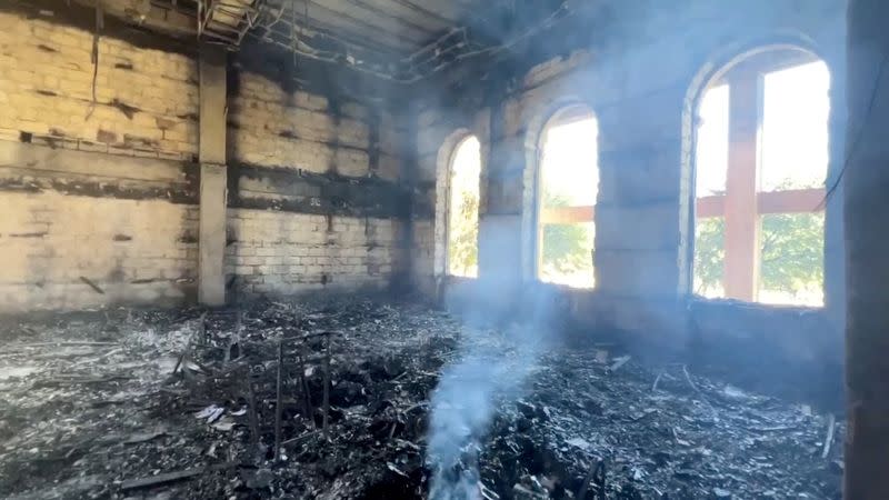 FILE PHOTO: A view of Derbent synagogue following an attack by gunmen and a fire