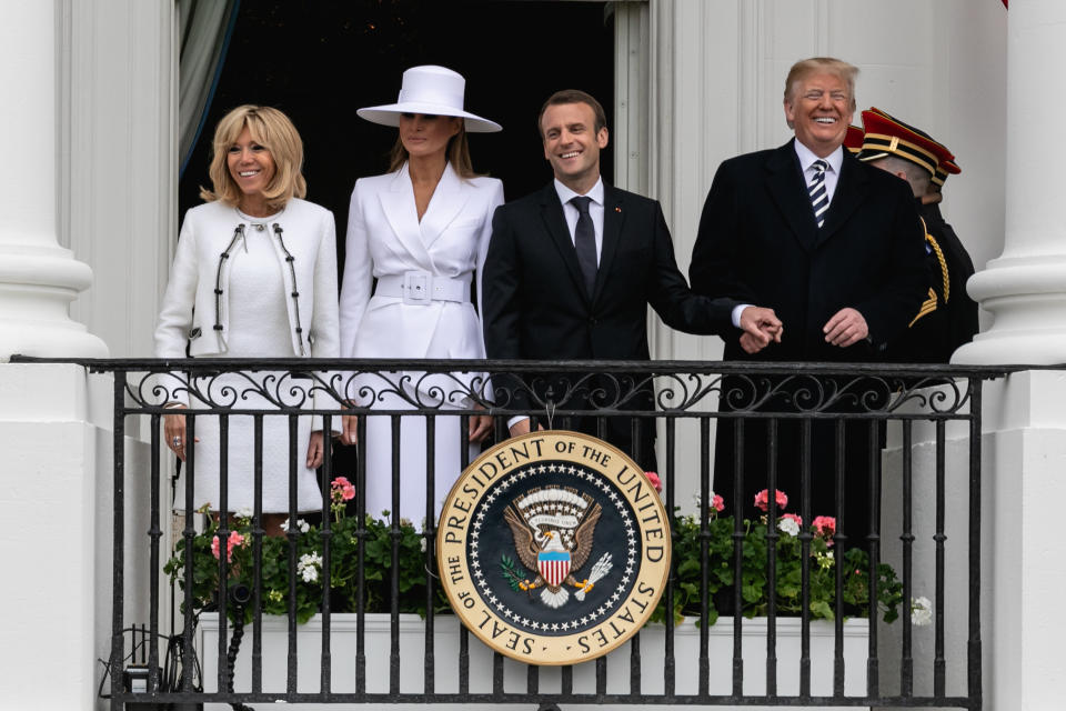 Brigitte and Melania clearly got along well, with the French first lady explaining how they shared the same sense of humour. Photo: Getty