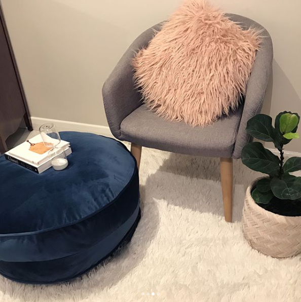 Josie Stroffolino shared a thrifty hack for creating a designer-like ottoman from two $10 dog beds. Source: Instagram/JosieStroffolino