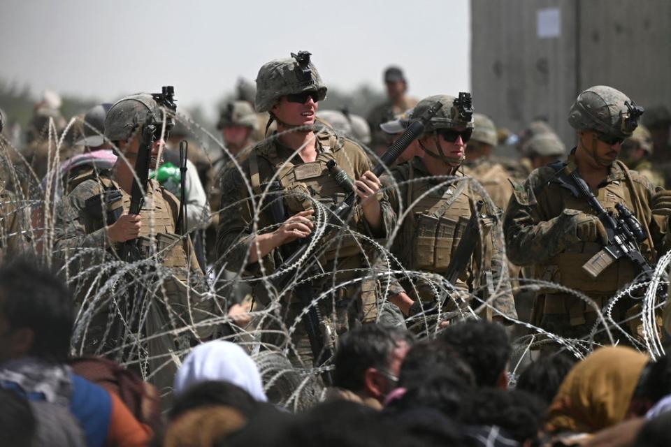 US soldiers during the evacuation from Kabul Airport in Afghanistan (AFP/Getty)