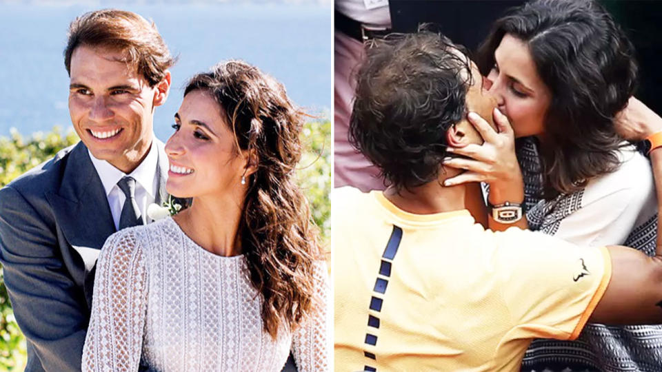 Pictured here, Rafa Nadal and his wife Xisca Perello share some intimate moments together.