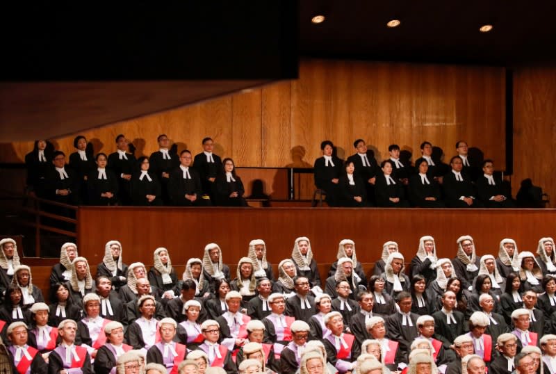 Judges attend the ceremonial opening of the legal year at City Hall in Hong Kong