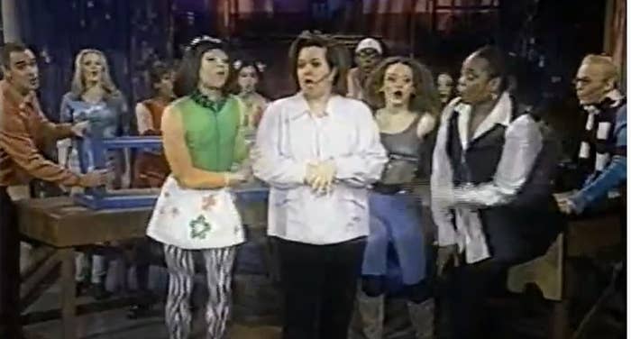 Rosie O'Donnell and the cast of Broadway's "Rent"