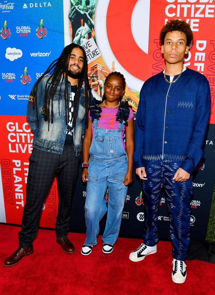 <p>Cedella is mom to <a href="https://www.shondaland.com/inspire/books/a45806881/cedella-marley-on-introducing-her-fathers-music-to-the-next-generation/" rel="nofollow noopener" target="_blank" data-ylk="slk:three sons;elm:context_link;itc:0;sec:content-canvas" class="link ">three sons</a>, including reggae singer <strong>Skip Marley</strong> (born June 4, 1996) and model <strong>Saiyan Marley</strong> (born April 23, 2003), pictured here in 2021 with cousin <strong>Sara Marley</strong>.</p>