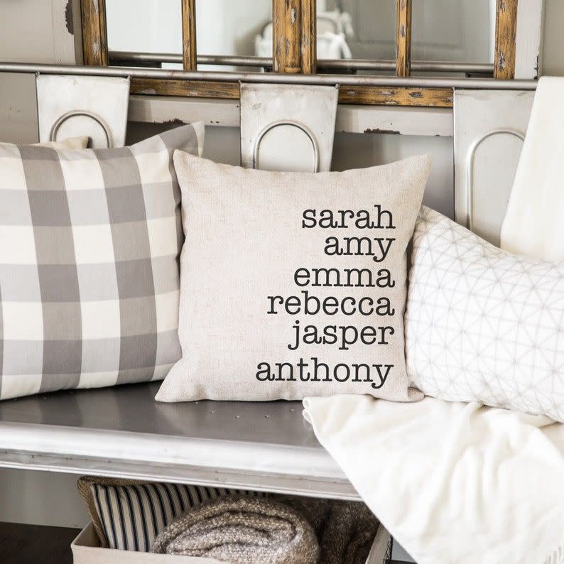 26) Personalized Family Name Throw Pillow Case