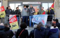 French SNCF workers gather and vote at a railway station as the strike to protest against French government's pensions reform plans continues, in Marseille