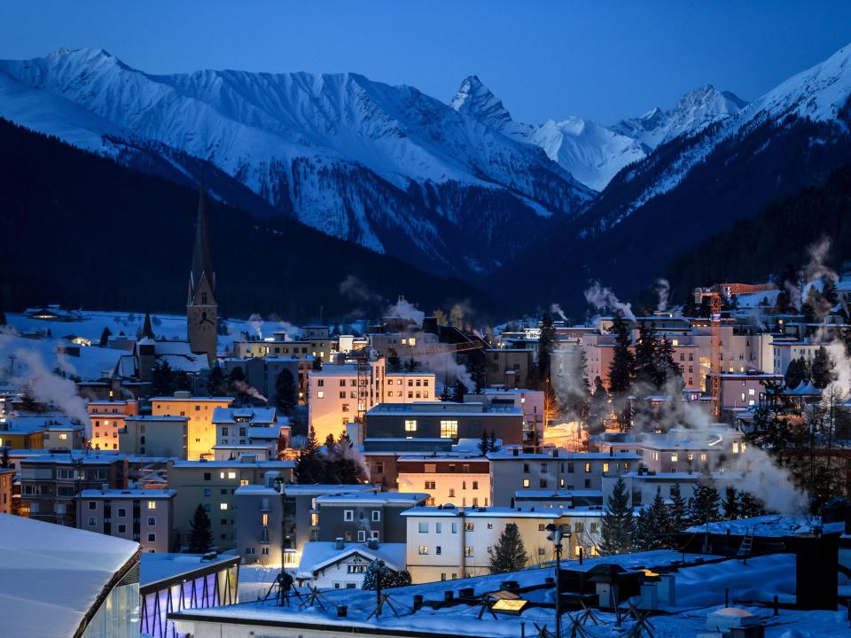 The ski resort of Davos is seen at sunrise ahead of the annual meeting of the World Economic Forum (WEF) on January 20, 2020.