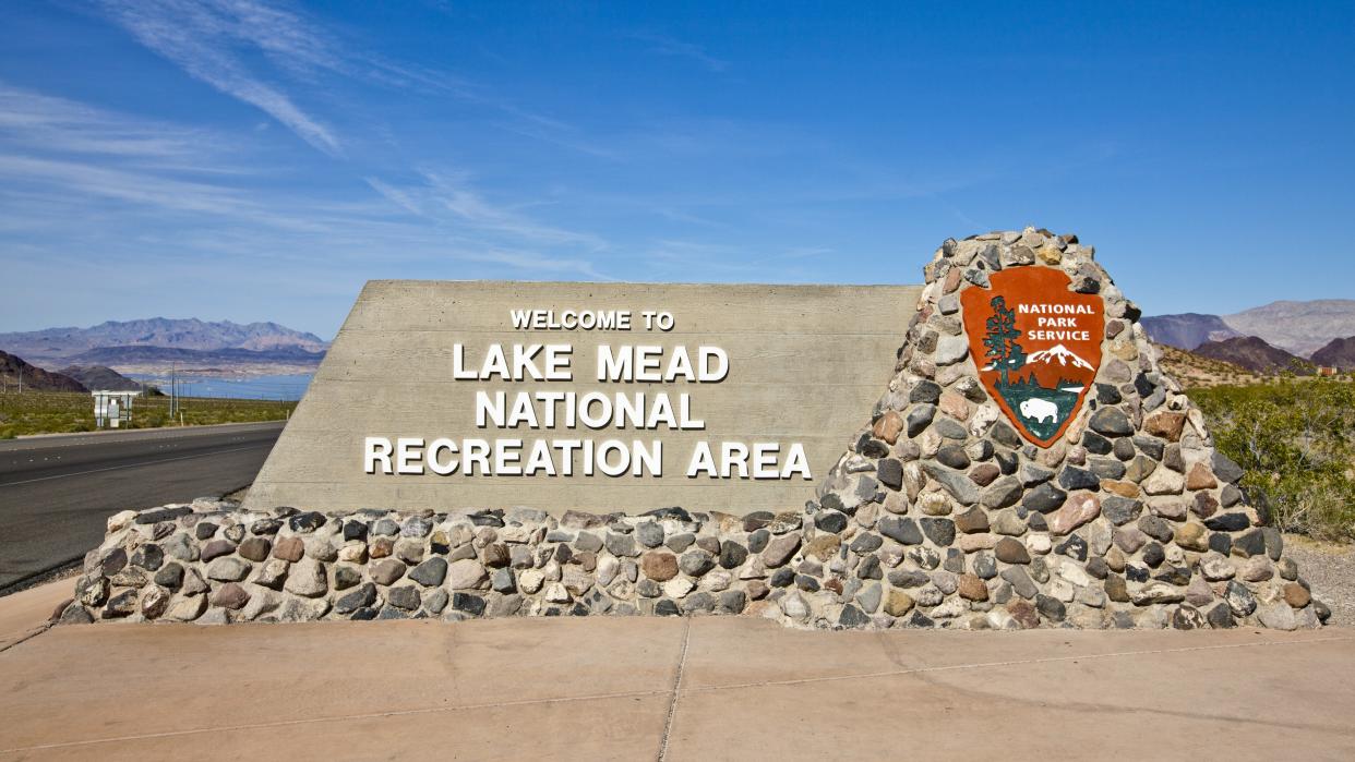  Sign for Lake Mead National Recreation Area. 