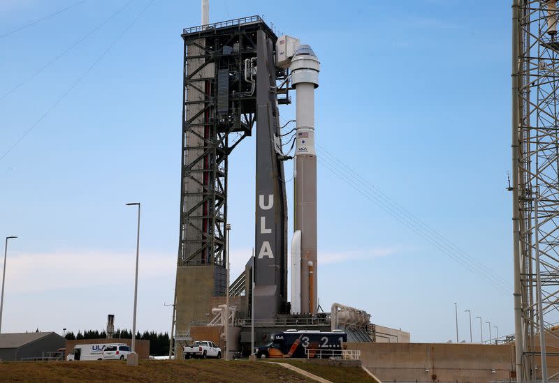 FILE PHOTO: Boeing's CST-100 Starliner spacecraft is prepared for launch, at Cape Canaveral