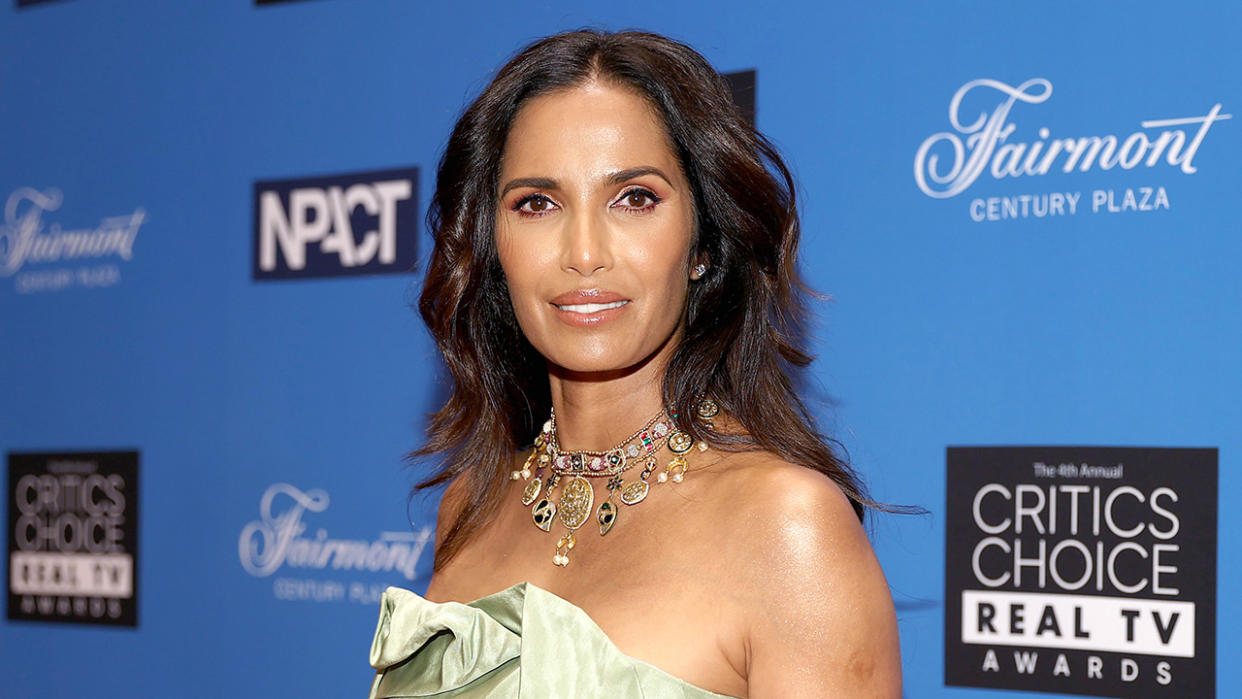  Padma Lakshmi in green dress for Critic's Choice Awards. 