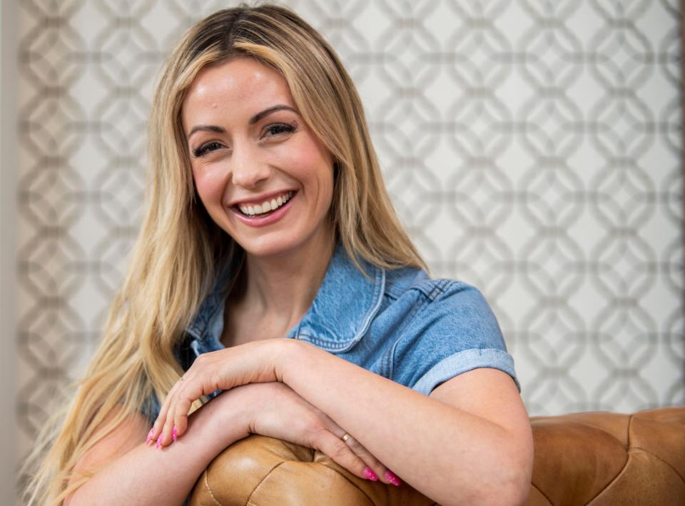 Carly Waddell, who found a husband on TV's 'Bachelor in Paradise' in 2016, poses at her home in Nashville's Inglewood section Oct. 6, 2023