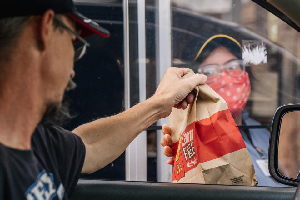 A girl getting McDonald's