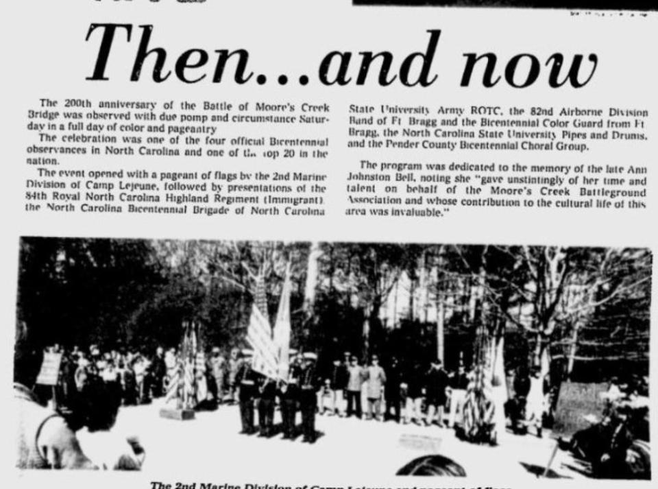 A story from the Morning Star on Feb. 29, 1976, commemorates the 200th anniversary of the Battle of Moores Creek Bridge.