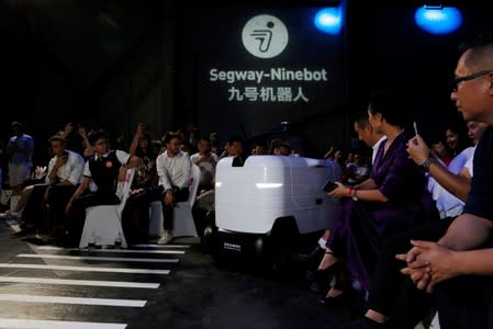 Delivery robot Segway DeliveryBot X1 is unveiled at a Segway-Ninebot product launch event in Beijing