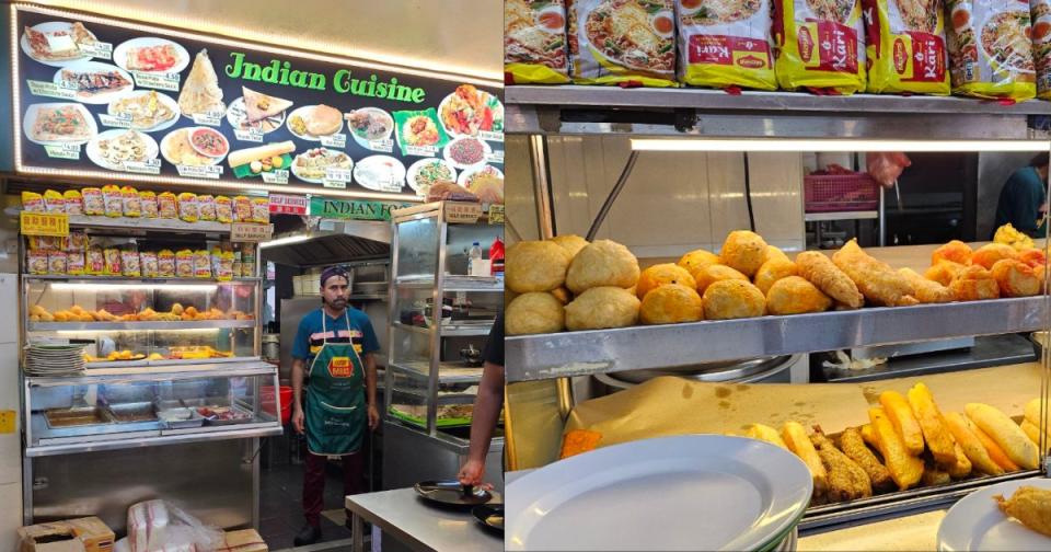 indian rojak - collage of stall front and rojak ingredients