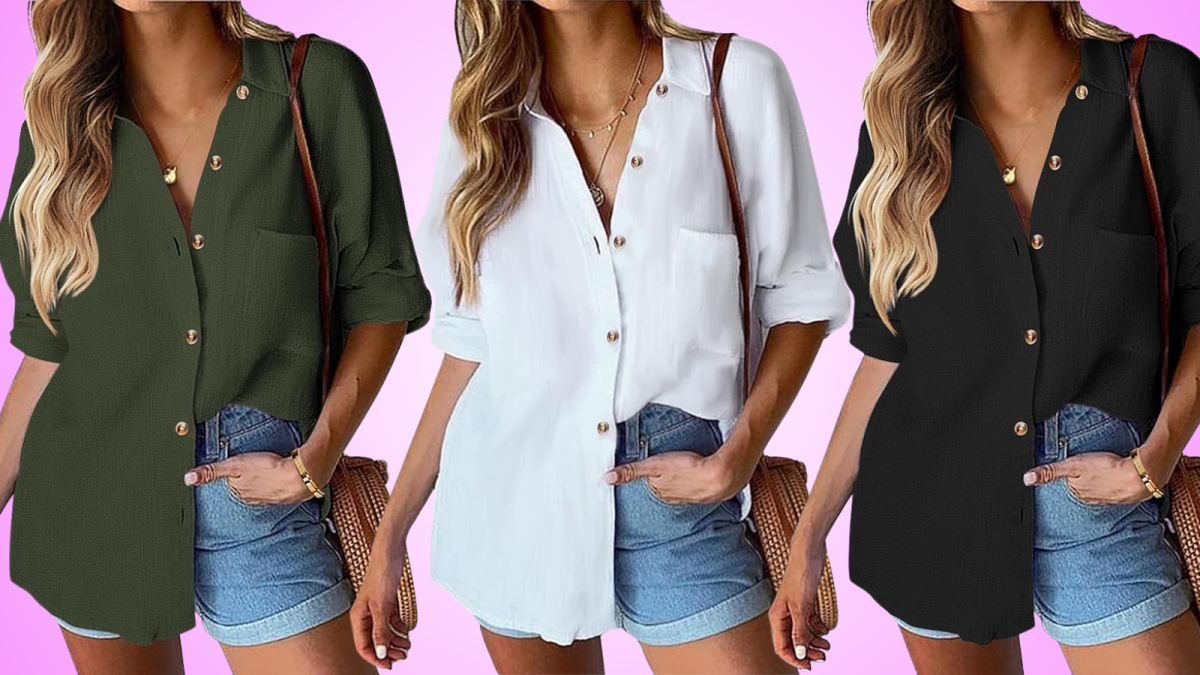 This versatile and flowy button-down shirt is 