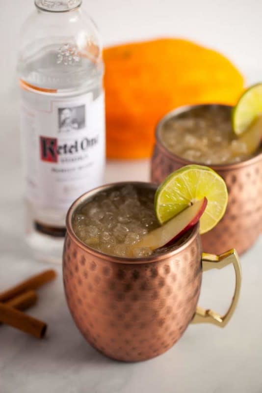 <p>Thyme & Joy</p><p>Pumpkin puree and apple cider make this Moscow Mule scream fall just in time for the holiday season. </p><p><strong>Get the recipe: <a href="https://thymeandjoy.com/thanksgiving-moscow-mule/" rel="nofollow noopener" target="_blank" data-ylk="slk:Thanksgiving Moscow Mule;elm:context_link;itc:0;sec:content-canvas" class="link rapid-noclick-resp">Thanksgiving Moscow Mule</a></strong></p>