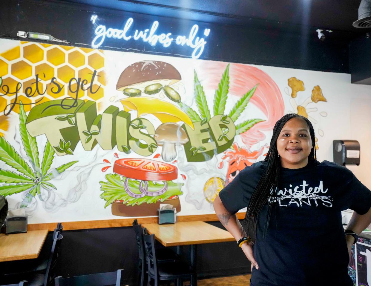 Arielle Hawthorne, owner of Twisted Plants, stands inside the restaurant she owns with her husband Brandon at 1233 E. Brady St. on Oct. 19, 2023. "It has been an interesting transition, to say the least," she said, of opening their first brick-and-mortar restaurant after operating a food truck. "It has been a learning curve all the way through. The first year that we opened up, it was during the pandemic so we only provided curbside service and navigating new rules with the CDC." They are hoping to open a third location in West Allis by the end of the year.