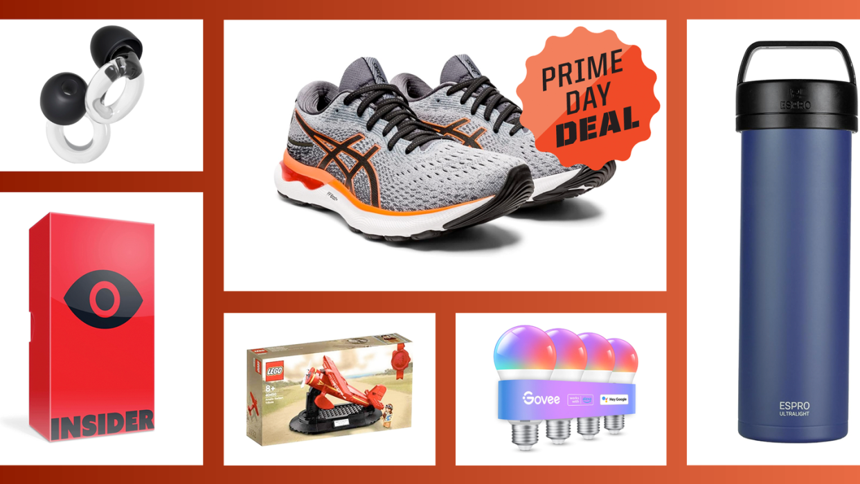 earplugs, running shoes, bottle, light bulbs, lego set, insider game, prime day deal