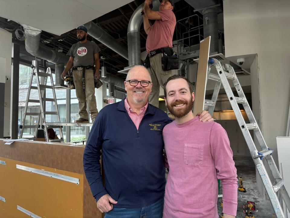 Toscana owner Dan Butler (left) and Brian Walsh plan to open a new downtown Wilmington restaurant, The BlueBird, on April 22, 2024. The breakfast and lunch spot is at 500 Delaware Ave. April 10, 2024.