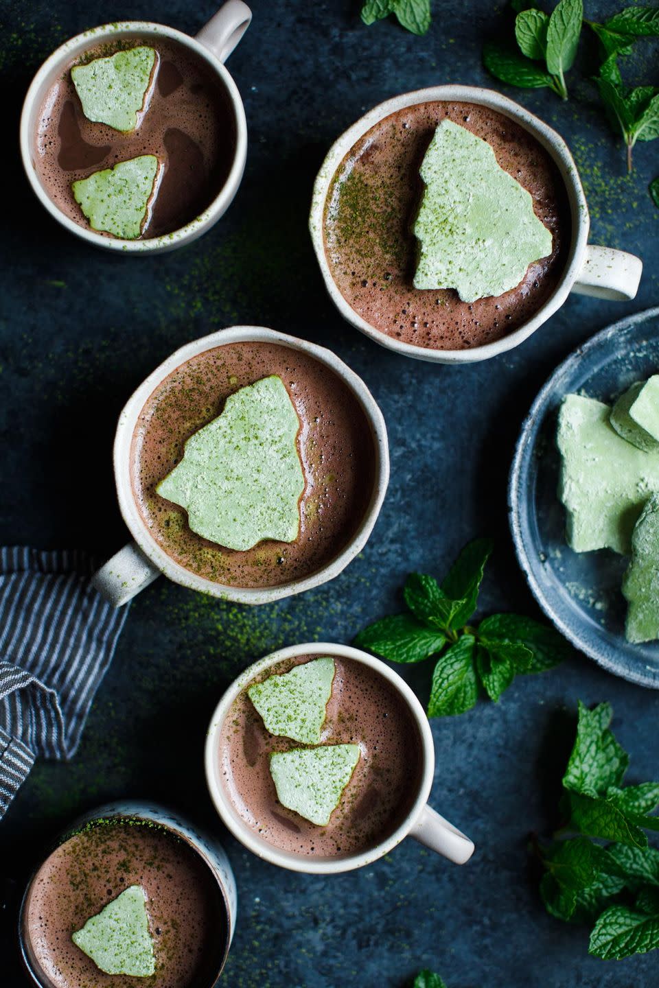 Matcha Marshmallows With Fresh Mint Hot Cocoa