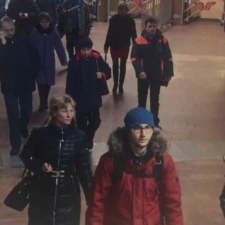 A still image of suspect Akbarzhon Jalilov walking at St Petersburg's metro station is shown in this police handout photo obtained by 5th Channel Russia April 4, 2017. 5th Channel Russia/via Reuters