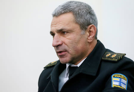 Vice Admiral Ihor Voronchenko, commander of the Ukrainian Navy, speaks during an interview with Reuters in Kiev, Ukraine, October 27, 2016. Picture taken October 27, 2016. REUTERS/Valentyn Ogirenko