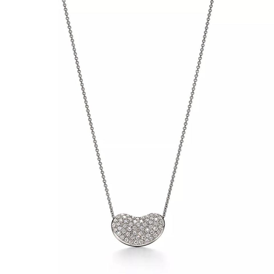 <p><a href="https://www.tiffany.com/jewelry/necklaces-pendants/elsa-peretti-bean-design-pendant-70880768/" rel="nofollow noopener" target="_blank" data-ylk="slk:Shop Now;elm:context_link;itc:0;sec:content-canvas" class="link ">Shop Now</a></p><p>Elsa Peretti® Bean® Design Pendant in Platinum with Pavé Diamonds, 18 mm</p><p>tiffany.com</p><p>$8800.00</p>