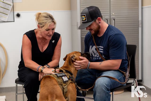 <p>K9 For Warriors</p> Cherya with Kele (and his service dog Luca) in July 2023.