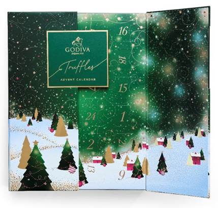 GODIVA Holiday Luxury Chocolate Truffles Advent Calendar