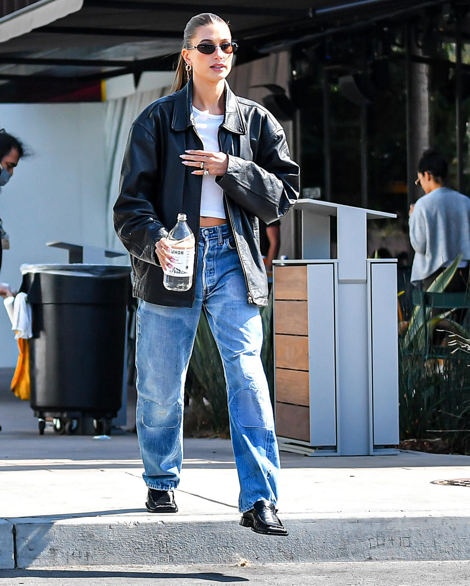 <p>Hailey Bieber takes a stroll in L.A. on May 18. </p>