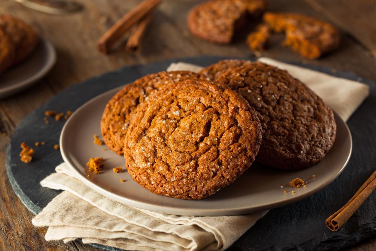 Warm Homemade Gingersnap Cookies topped with Sugar