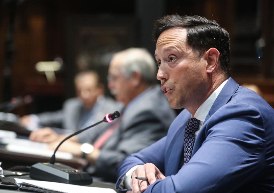 Yonkers City Councilman John Rubbo speaks in favor of extending term limits for Yonkers city officials during a meeting at City Hall Nov. 22, 2022. The Yonkers City Council voted to extend term limits, which will allow Mayor Mike Spano to run for a fourth consecutive four year term. 