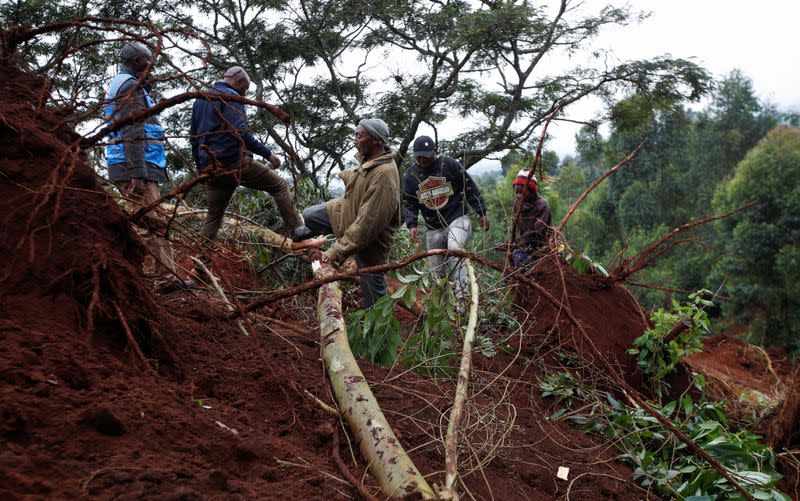 Landslide following heavy rains within Matathia area of Kimende Escarpment, in Kiambu County