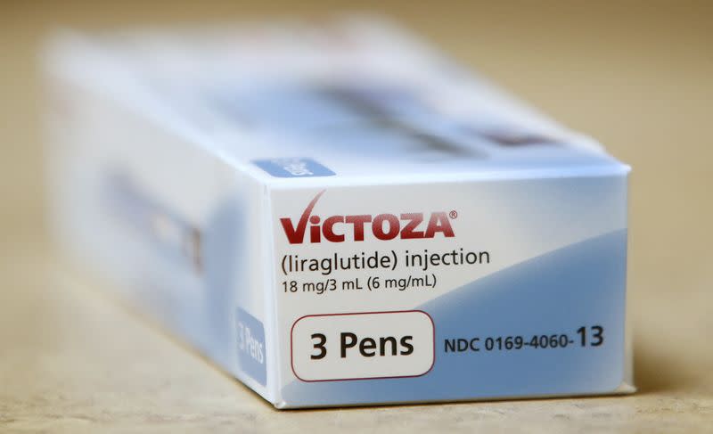 FILE PHOTO: A box of the drug Victoza, made by Novo Nordisk Pharmaceutical, sits on a counter at a pharmacy in Provo