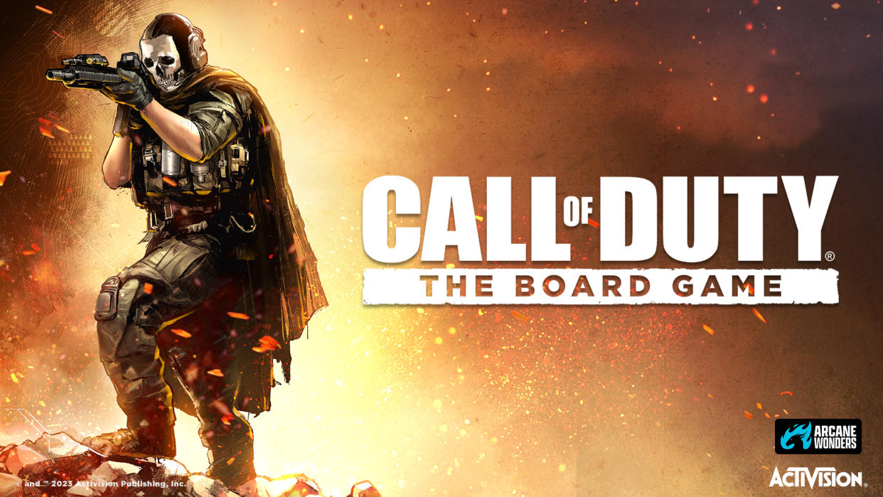  Call of Duty board game logo with Ghost against an orange background 